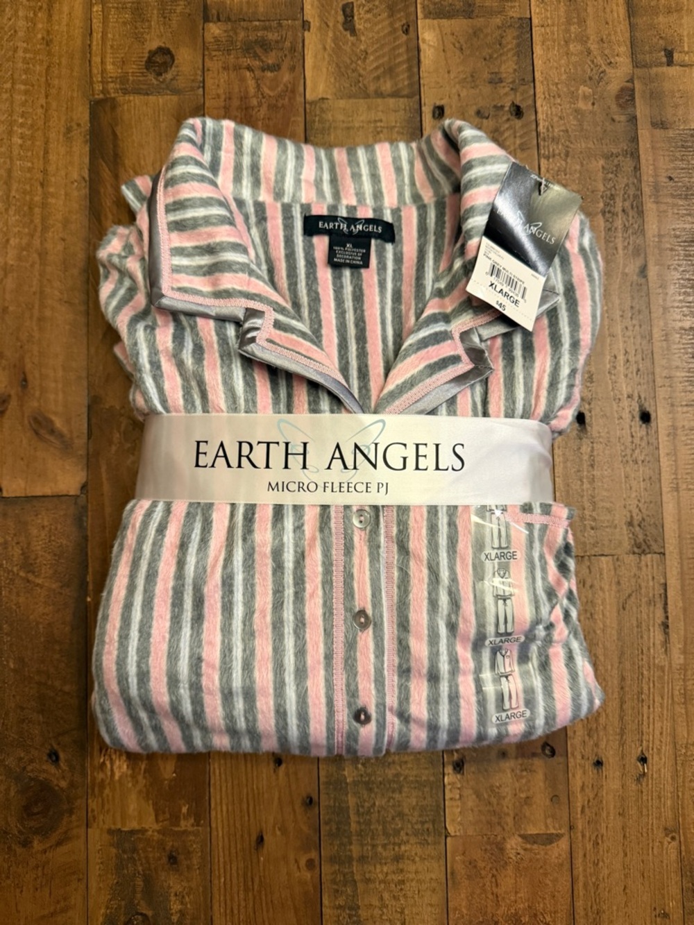 Earth Angels Pink & Gray Micro-Fleece Pajama Set Top and Bottom XL
